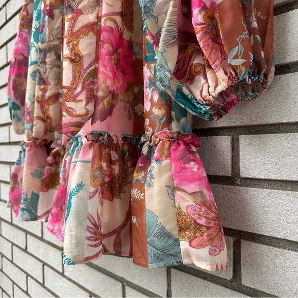 NWT The Sang Floral Botanical Drop Waist Patchwork Button Up Dress - Picture 8 of 13